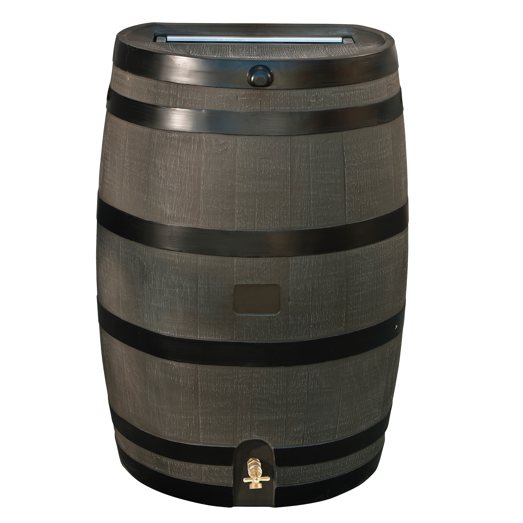 50 Gallon Woodgrain Polyethylene Rain Barrel with Brass Spigot