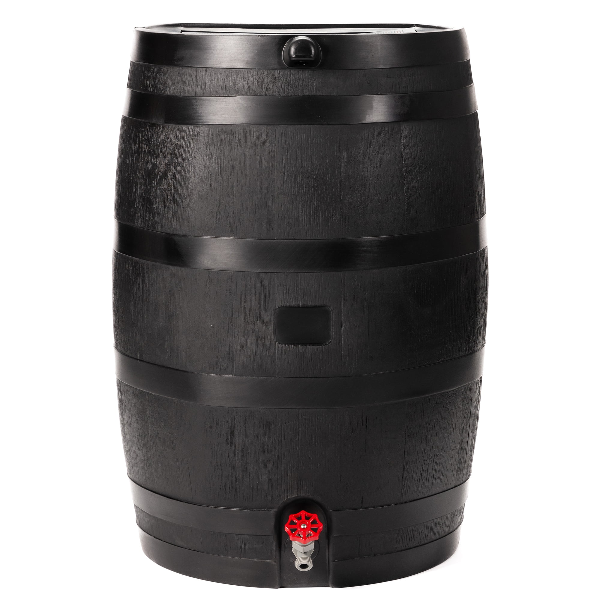 RTS Home Accents Polyethylene 50 Gallon Flat Back Eco Rain Barrel, Black Color