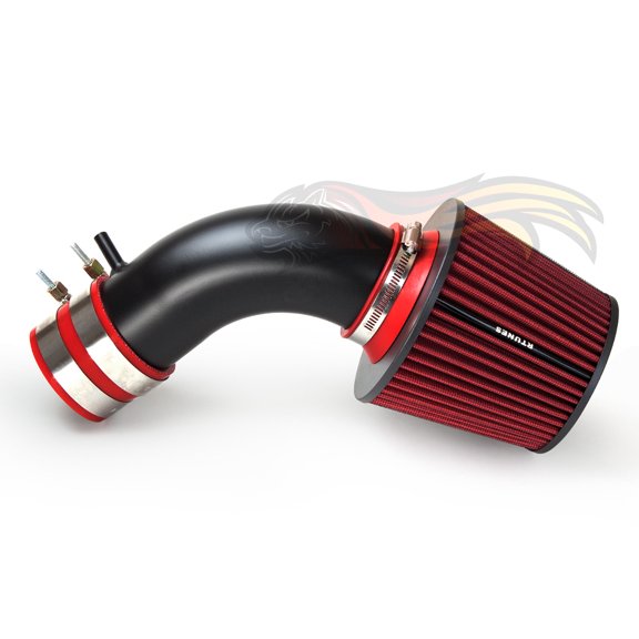 RTUNES RACING BLACK PIPE HEAT SHIELD COLD AIR Intake Airflow Inductions Kit + FILTER Compatible For 12-15 Rio / 11-17 Accent 1.6L / 11-17 Veloste Gdi 1.6L Engine / 11-13 Elantra 1.8L