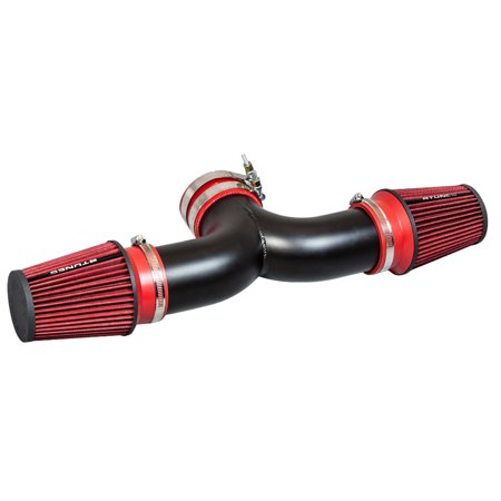 RTUNES RACING - BLACK - SHORT RAM INTAKE Compatible For 2002-2008 DODGE RAM 02-08 RAM 3.7L & 4.7L DUAL / 04-07 DAKOTA/DURANGO 3.7L & 4.7L DUAL (WITH 2 FILTERS)