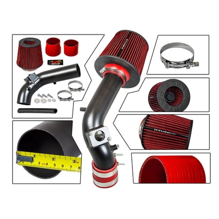 RTUNES RACING - BLACK - SHORT RAM INTAKE Compatible For 08-14 Mitsubishi Lancer 2.0/2.4L