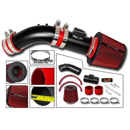 RTUNES RACING BLACK PIPE SHORT RAM AIR INTAKE + FILTER Compatible For 04-07 Honda Accord 2.4L I4 SULEV