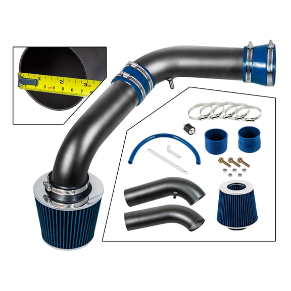 RTUNES RACING MATTE BLACK PIPE BLUE - SHORT RAM INTAKE Compatible For 02-08 Ram1500 Pickup 3.7 V6 & 4.7 V8