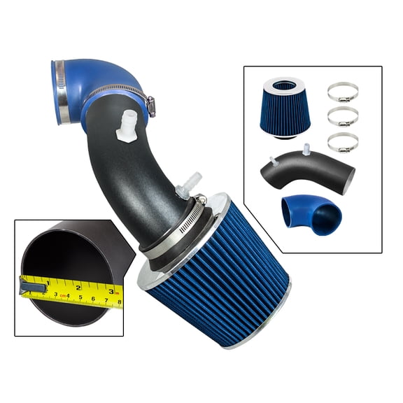 RTUNES RACING MATTE BLACK PIPE BLUE - SHORT RAM INTAKE Compatible For 11-18 Taurus SHO & 13-18 Explorer/Flex 3.5 V6 Turbo