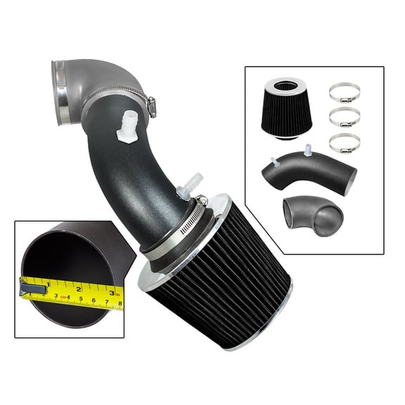 RTUNES RACING MATTE BLACK PIPE GREY - SHORT RAM INTAKE Compatible For 11-18 Taurus SHO & 13-18 Explorer/Flex 3.5 V6 Turbo