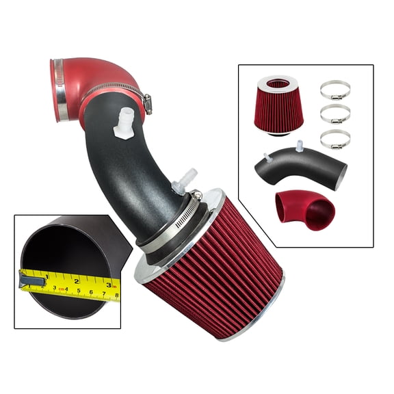 RTUNES RACING MATTE BLACK PIPE RED - SHORT RAM INTAKE Compatible For 11-18 Taurus SHO & 13-18 Explorer/Flex 3.5 V6 Turbo