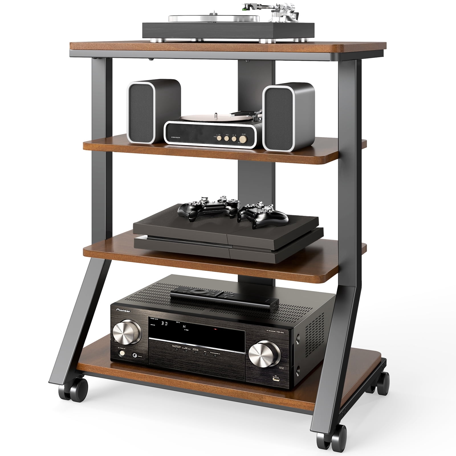 RTVR 4 Tier Audio Rack Tower, CD Record Player Stereo Receiver AV ...