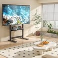thumbnail image 1 of RTVR Floor TV Cart Stand with Mount for 55 to 100 inch Screens up to 150 lbs Heavy Duty Conner TV Stand, Black, 1 of 9