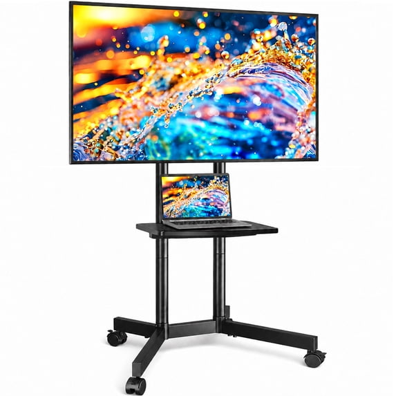 RTVR Modern 75 inch Rolling TV Stand Cart with Wheels, Mobile TV Base Stand with Mount Portable Adjustable