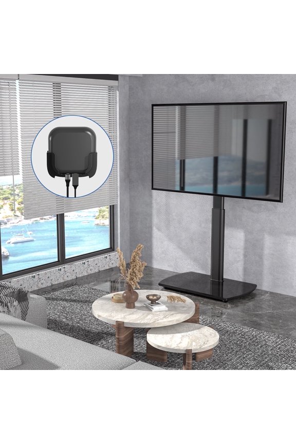Black TV Floor Stand with Swivel Mount for 65 inch Flat Screens, Roku TV Stand Legs for Bedroom