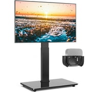 RTVR Floor TV Stand Swivel Adjustable Base for 32 - 75 inch Screens with Apple TV Roku Ultra Mount, Modern Black