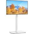 thumbnail image 1 of RTVR Modern Swivel Floor TV Stand for 27 to 70 inch Flat Curved Screens, Glass Base with Apple TV Roku Ultra Mount, White, 1 of 10