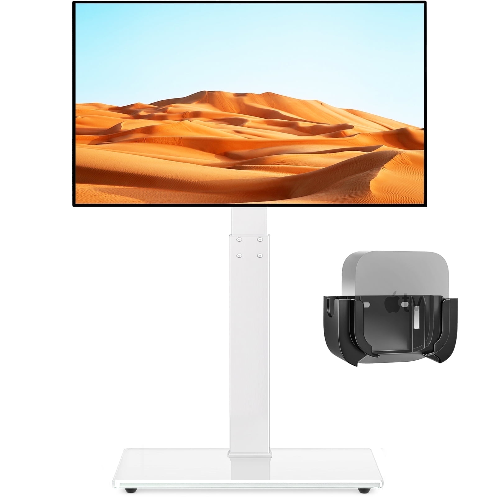 RTVR Modern Swivel Floor TV Stand for LCD LED TVs up to 75 inch Compatible with VESA Mount, White