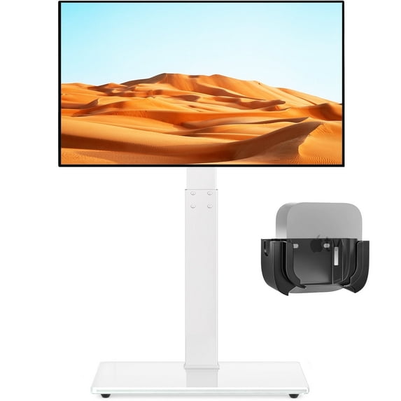 RTVR Modern Swivel Floor TV Stand for LCD LED TVs up to 75 inch Compatible with VESA Mount, White