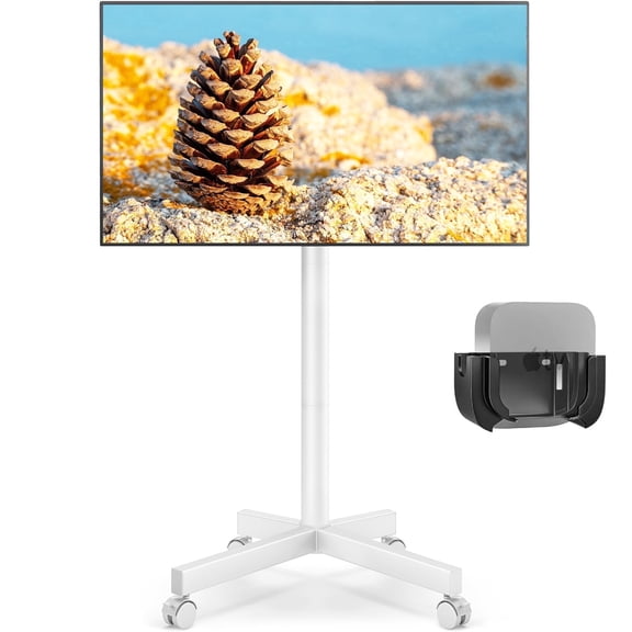 RTVR Rolling Mobile TV Cart Stand on Wheels for 32-60 inch Screens, Roku TV Mount Stand Compatible with All Apple Roku Ultra