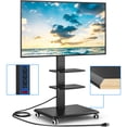 thumbnail image 1 of RTVR Rolling Mobile TV Stand with Swivel Mount & Power Strip for 32"-75" TVs up to 110 lbs, Height Adjustable 2 Shelves Black, 1 of 10