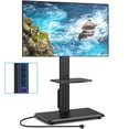 thumbnail image 1 of RTVR Floor TV Stand with Swivel Mount & Power Strip for 32"-75" TVs up to 110 lbs, Height Adjustable Shelf Black, 1 of 9