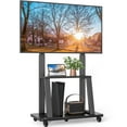 thumbnail image 1 of RTVR Rolling TV Cart Stand on Wheels for 40-86 inch TVs with Storage Shelves, Reinforced Wide Base up to 200lbs, Black, 1 of 9