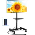 thumbnail image 1 of RTVR Rolling TV Stand with Power Outlet for 13-50 inch Flat Screens, Portable Floor Mobile TV Cart Stand with Storage Shelf, 90° Rotation, 1 of 9