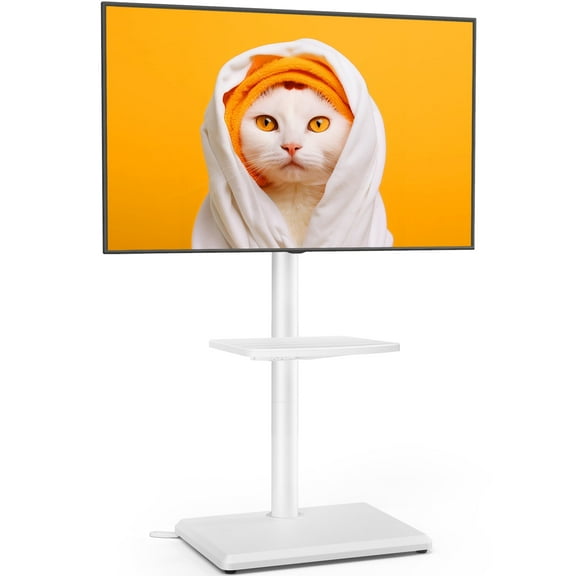 RTVR Swivel Floor TV Stand with Mount for TVs 32-60 Inch Universal Swivel Televisions TV Mount Stand White