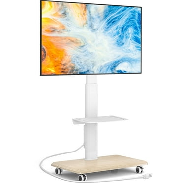 RTVR Universal Rolling TV Stand with Wheels for 32-70 inch Screens, Swivel Adjustable Tilt Heavy Duty TV Stand Mount with Power Outlet
