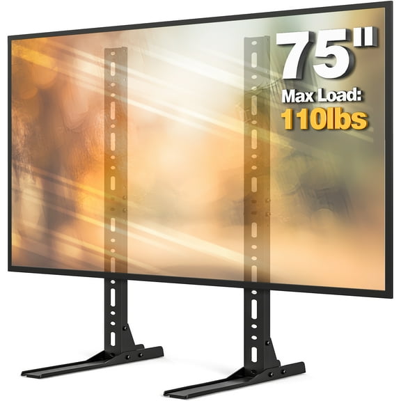 RTVR Universal Table Top TV Base Stand Height Adjustable TV Legs for Most 20 to 75 inch LCD LED Screens up to 110lbs