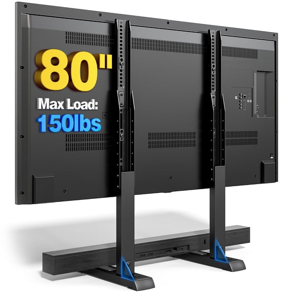 RTVR Universal Tabletop TV Stand Base for 24-80 inch LCD LED Flat Screens, Height Adjustable TV Mount