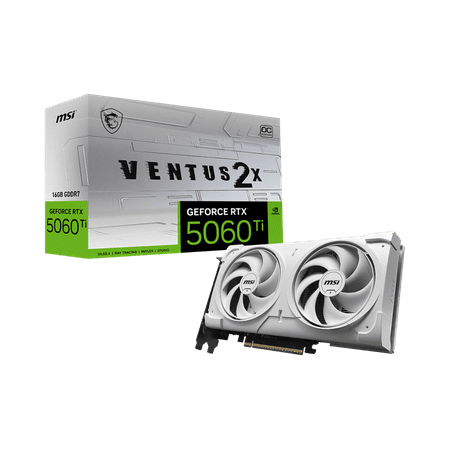 MSI - NVIDIA GeForce RTX 5060 Ti 16G VENTUS 2X OC PLUS 16GB GDDR7 PCI Express Gen 5 Graphics Card - White