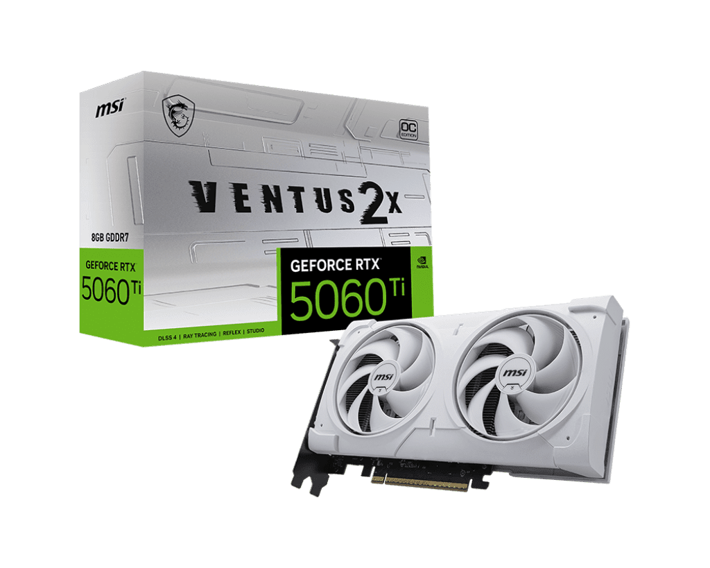 MSI GeForce RTX 5060 Ti 8G VENTUS 2X OC WHITE PLUS Graphics Card, 8GB GDDR7, DPx3, HDMIx1, DLSS 4