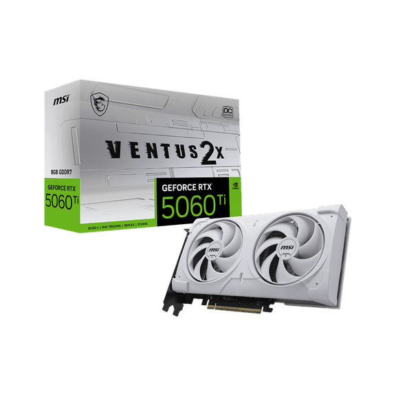 MSI GeForce RTX 5060 Ti 8G VENTUS 2X OC WHITE PLUS Graphics Card, 8GB GDDR7, DPx3, HDMIx1, DLSS 4