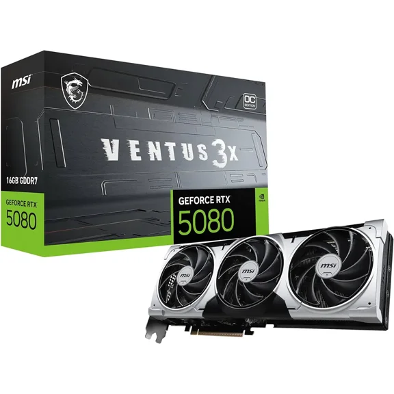 RTX 5080 16G Ventus 3X OC Plus Graphics Card 16GB GDDR7 PCIe 5.0 Triple Fan, HDMI 2.1b, DisplayPort 2.1b