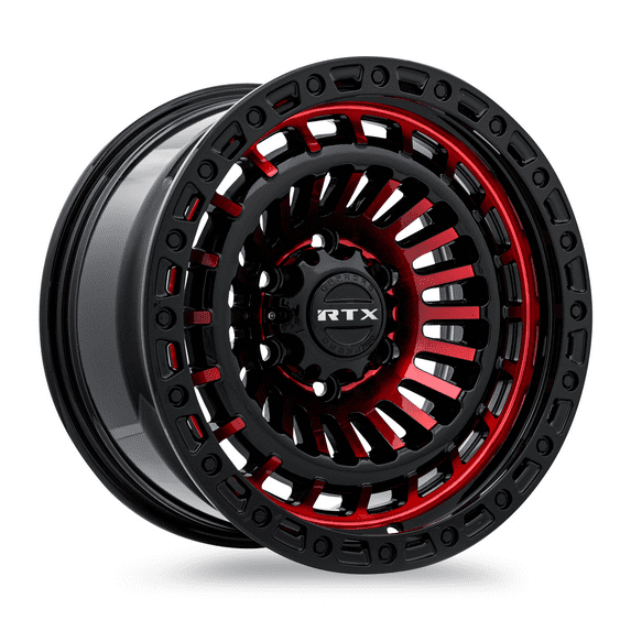 RTX Moab 17x9 5x127 ET-15 CB71.5 Gloss Black Machined Red Wheel