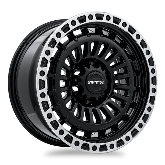 RTX Offroad Custom Wheel 17x9 Inch Rim for 2000-2022 Cadillac Escalade 106.1mm CB Offset Gloss Black Machined Lip