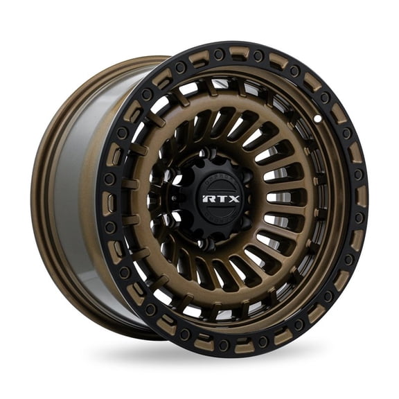 RTX Offroad Custom Wheel 17x9 Inch Rim for 2020-2022 Jeep Gladiator 71.5mm CB Offset -15mm Bronze with Satin Black Lip