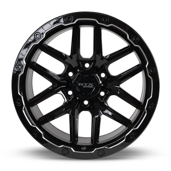 RTX Offroad Custom Wheel 18x9.5 Inch Rim for Cadillac 2000-2022 Escalade 106.1mm CB Offset 10mm Gloss Black Milled