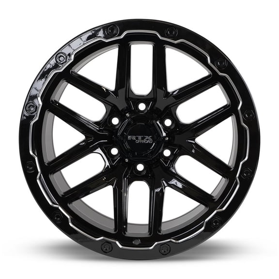 RTX Offroad Custom Wheel 18x9.5 Inch Rim for Ford 2004-2022 F-150 87.1mm CB Offset 10mm Gloss Black Milled