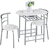thumbnail image 1 of RTYJGD 3-Piece Dining Table Set, Breakfast Bistro Table Set for 2, Small Kitchen and Table Chairs Set of 2 with Metal Frame and Storage Rack for Small Space/Apartment/Dorm Room, White, 1 of 13