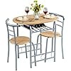 thumbnail image 1 of RTYJGD  3 Piece Dining Table Set, Kitchen Table & Chair Sets for 2, Compact Bistro Table Set with Steel Legs, Built-in Wine Rack for Small Space, Apartment, Breakfast Nook, Natural, 1 of 12