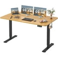 thumbnail image 1 of RTYJGD Electric Height Adjustable Standing Desk Large 55 x 24 Inches Sit Stand Up Desk Home Office Computer Desk Memory Preset with T-Shaped Metal Bracket, Maple, 1 of 7