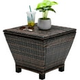 thumbnail image 1 of RTYJGD Outdoor Side Table, Rattan Coffee Table with Storage 13 Gallon Patio Small Deck Storage Box for Cushion Towel Books, Brown Side Table with lid, 1 of 7