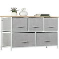 thumbnail image 1 of RTYJGD Rustic 5-Drawer Storage Chest, Foldable Drawer Organizer, Bedroom Living Room Cabinet,Natural + Light Grey, 1 of 9