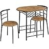 thumbnail image 1 of RTYJGD3-Piece Dining Table Set, Breakfast Bistro Table Set for 2, Small Kitchen and Table Chairs Set of 2 with Metal Frame and Storage Rack for Small Space/Apartment/Dorm Room, Brown, 1 of 13
