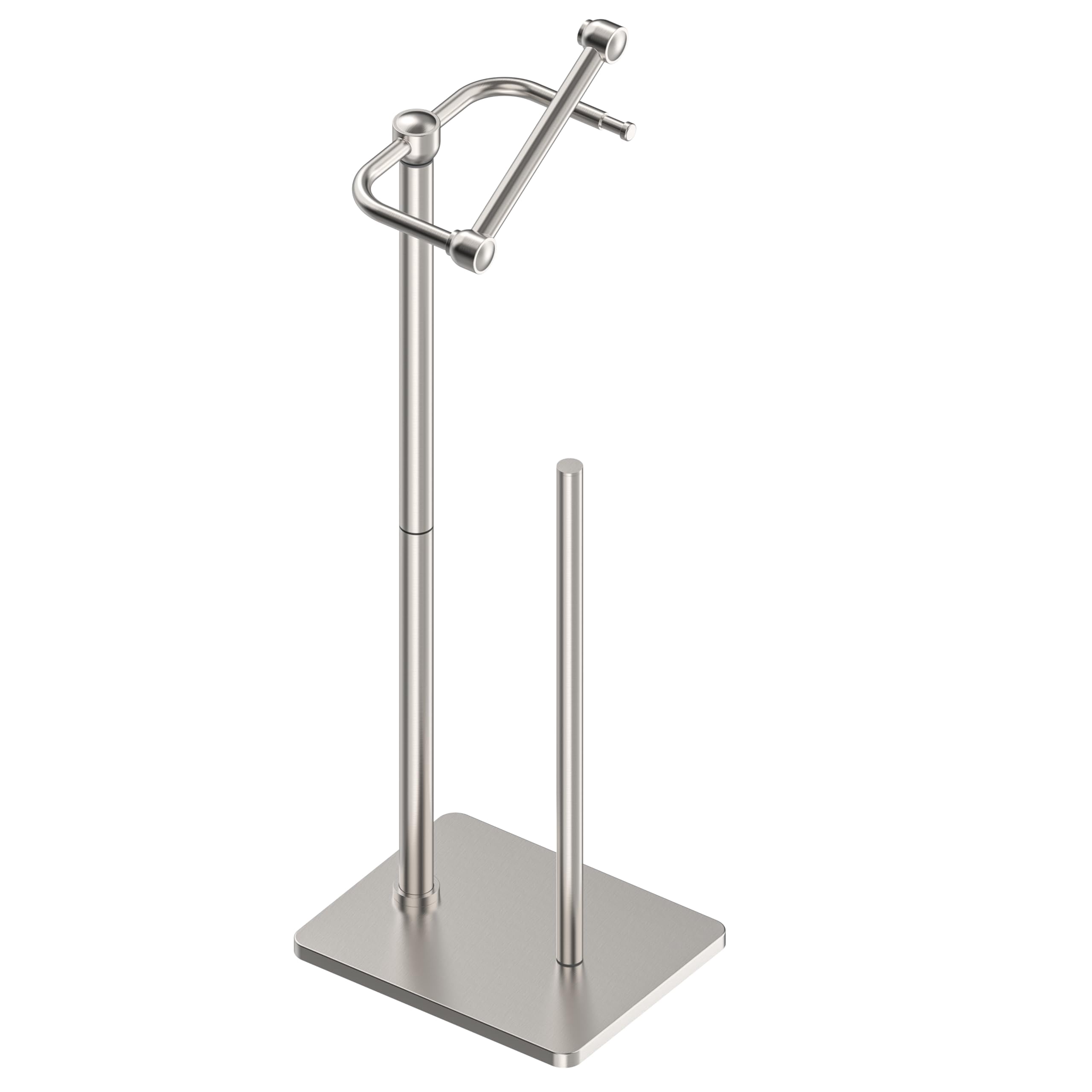 RUACQ Toilet Paper Holder Stand, Bathroom Toilet Paper roll Holder Free Standing with Storage for 4 Rolls, Post Pivoting Design, Stable Weighted Base, SUS304 Stainless Steel (Brushed Nickel)