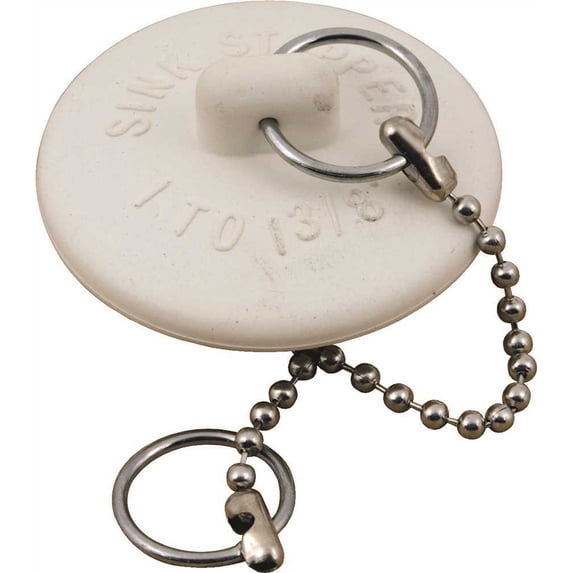 RUBBER BASIN STOPPER WITH 11 IN. CHAIN, FITS DRAINS 1 IN. TO 1-1/2 IN., PACK OF 5 per 8 Pack
