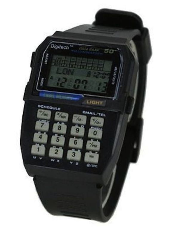 RUBBER BLACK DATA BANK CALCULATOR DIGITAL MULTIFUNCTION SMART WATCH