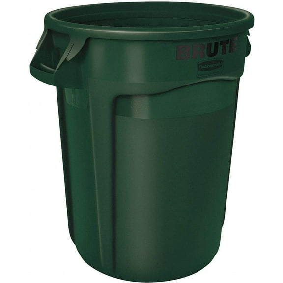 RUBBERMAID 32 gal. Polyethylene Round Trash Can, Green