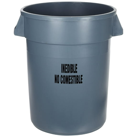 RUBBERMAID 44 gal. Polyethylene Round Trash Can, Gray