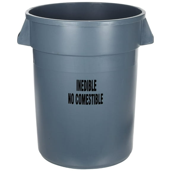 RUBBERMAID 44 gal. Polyethylene Round Trash Can, Gray