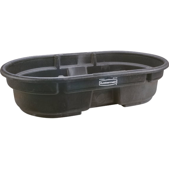 RUBBERMAID COMMERCIAL PROD Stock Tank, Black Weather & Crack-Resistant Structural Foam Plastic, 50-Gals. 4243-00-BLA