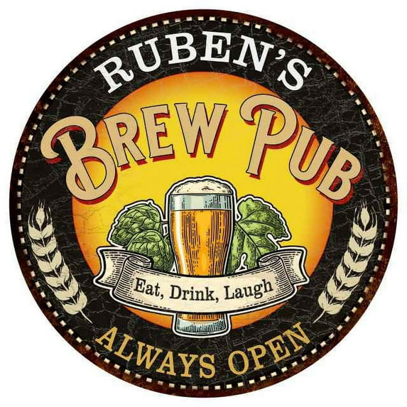 RUBEN'S Beer Pub Man Cave Metal Sign Home Wall Decor 14 inch Round 100140025222